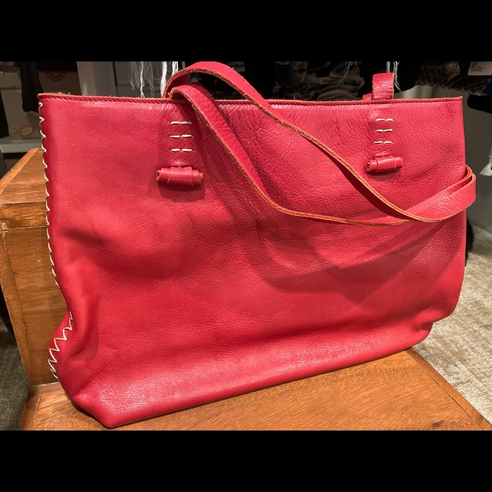 100% AUTHENTIC Sundance Red Leather Tote Bag